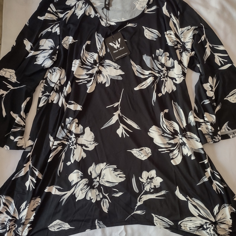 White Mark Black and White Floral Blouse